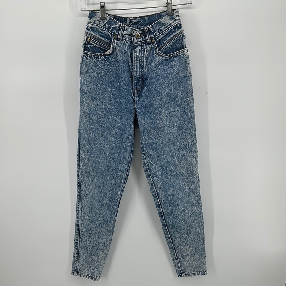 VTG 80s Acid-Wash Jeans,High-Waisted,Tapered Leg,Classic Retro‎ Levi’s Sz5Junior